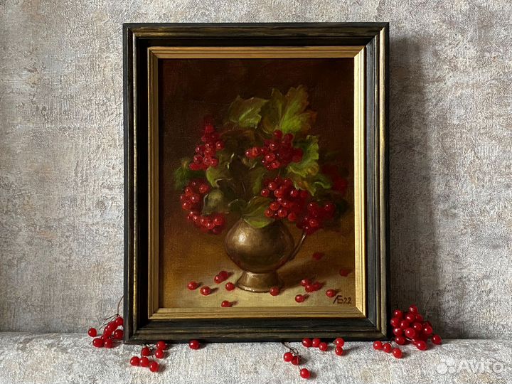 Картина маслом на холсте в раме натюрморт