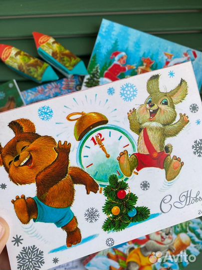 Открытки СССР с шоколадом