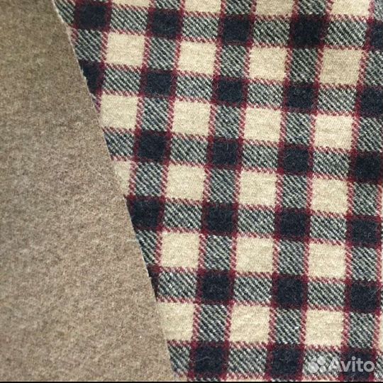 Ткань пальтовая двойная принт Burberry черно-песоч