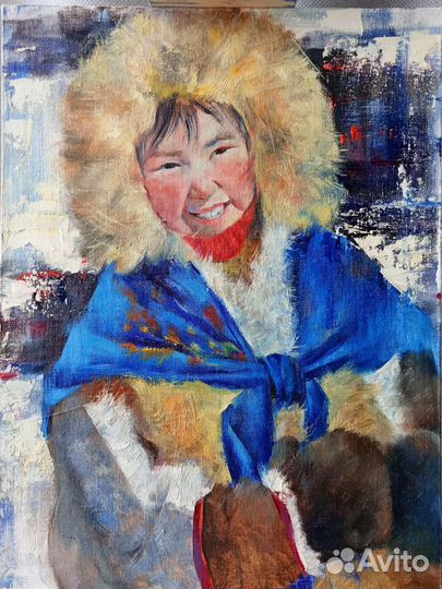 Портрет деврчки-хантыйки Картина маслом на холсте