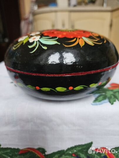 Шкатулка деревянная СССР ручная роспись