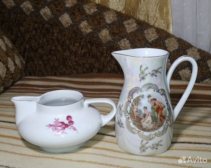 Молочник, сливочник, блюдца,сервиз ГДР,остатки