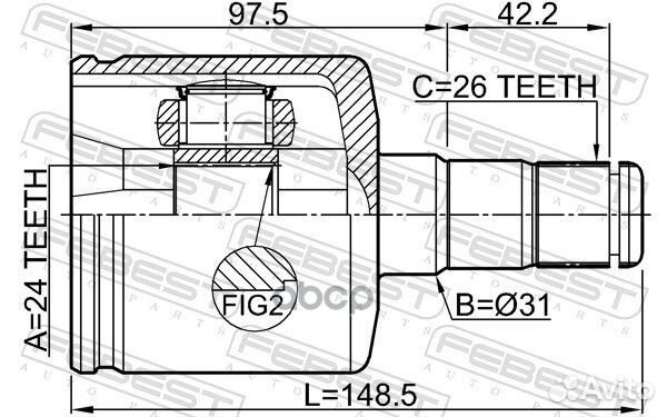 ШРУС внутренний левый 24X31X26 volvo V50 2004-2