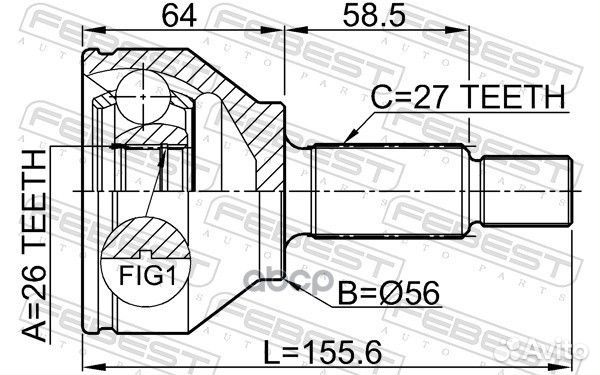 ШРУС наружный 26x56x27 (ford focus I CAK 1998-2