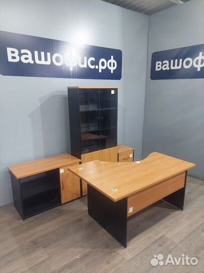 Комплект офисной мебели стол шкаф тумба ольха черн