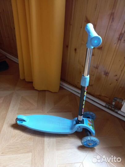 Самокат детский трехколесный scooter голубой