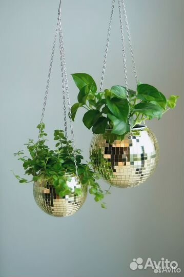 Кашпо из диско шара / кашпо из зеркальной мозаики