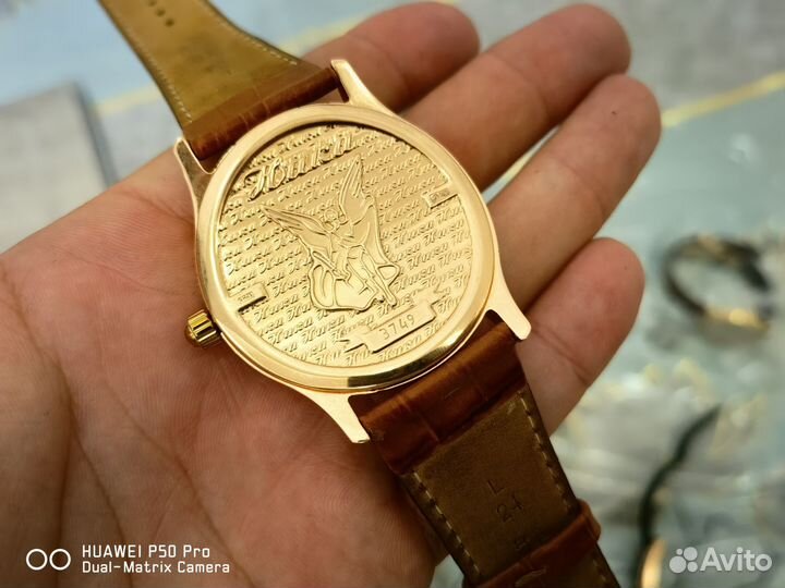 Крупные мужские золотые часы Ника премиум класса