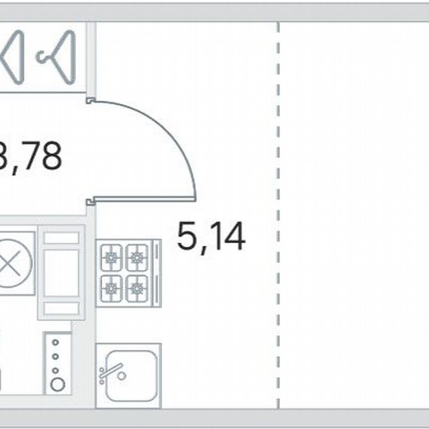 Квартира-студия, 24,9 м², 3/4 эт.