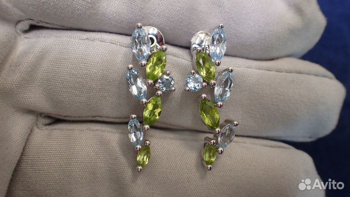 Золотые серьги с топазами 2.78 карат Feraud