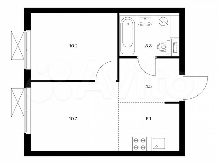2-к. квартира, 34,3 м², 4/33 эт.