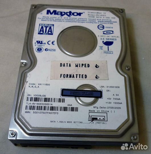 Жесткий диск HDD Maxtor 6V160E0 160Гб 7200rpmsata