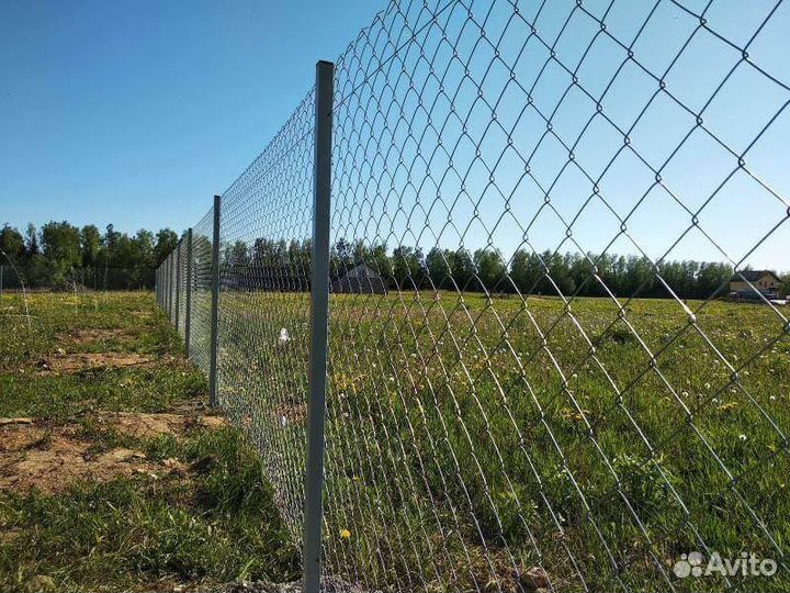 Забор из сетки рабица под ключ