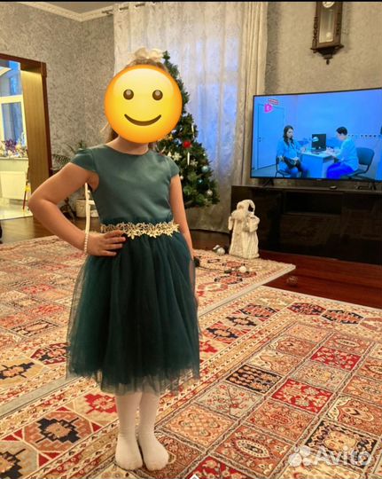 Новогоднее зелёное платье Ёлочка