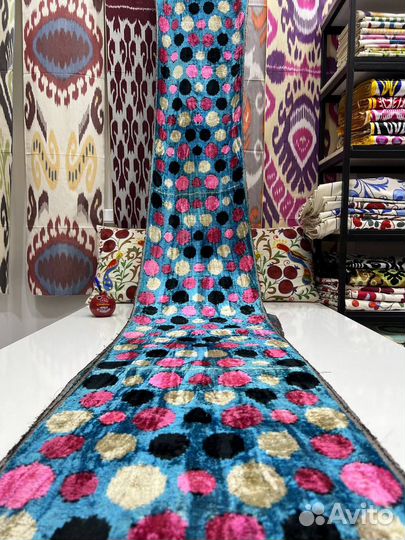 Узбекский шелковый бархат Бахмаль. Шелковый икат