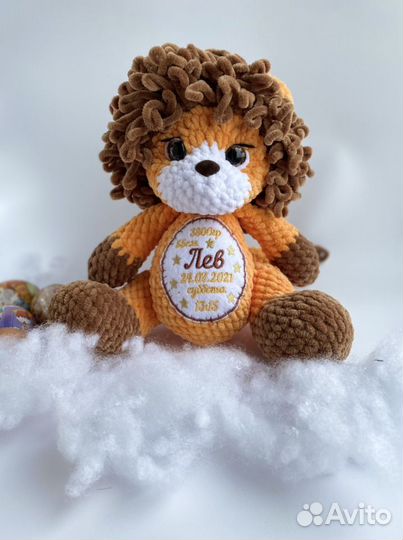 Вязаный лев львенок тигр игрушка ручной работы