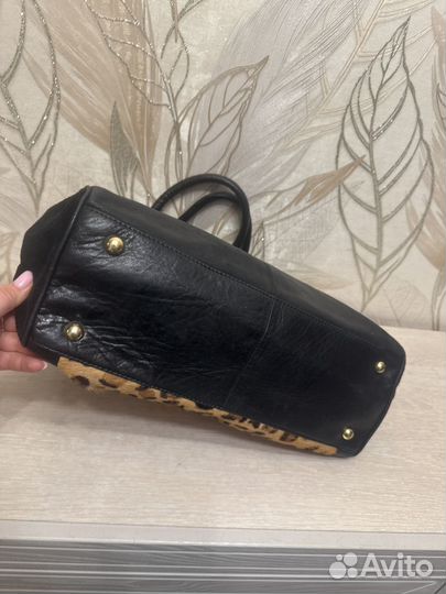 Сумка женская натуральная кожа мех замша