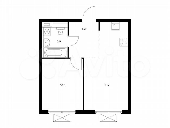 1-к. квартира, 36,4 м², 13/16 эт.