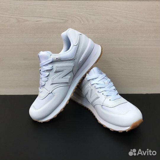 Кроссовки New Balance 574 кожаные белые