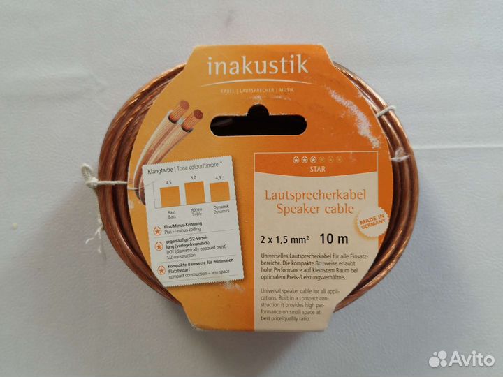 Inakustik Кабель акустический, 2 x 1.5 mm2, 10 m