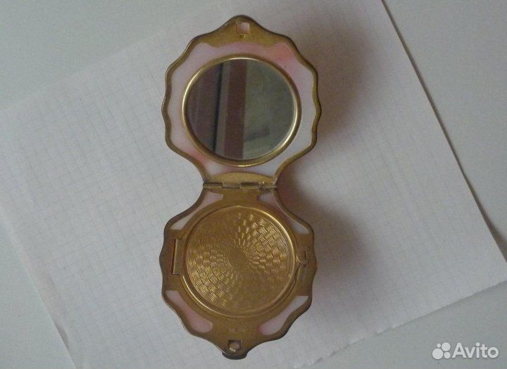 Пудреница ракушка СССР серебро 875. позолота