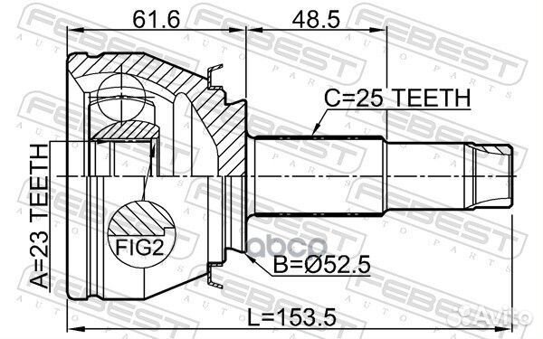 ШРУС наружный 23x52.5x25 opel mokka J13 2013