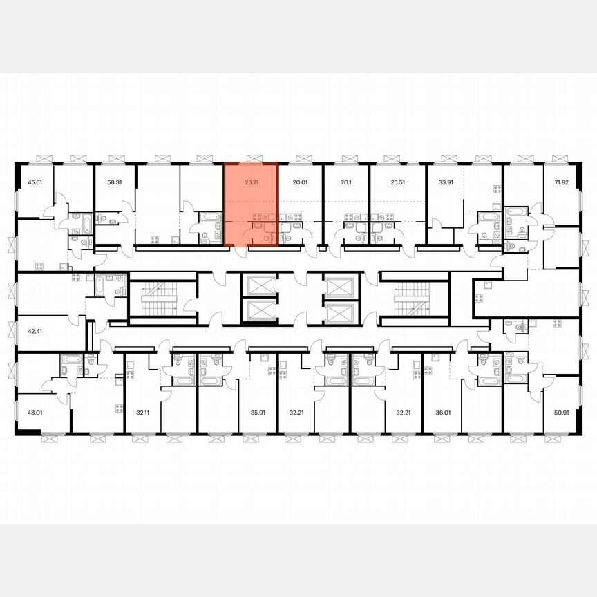 Квартира-студия, 23,7 м², 29/38 эт.