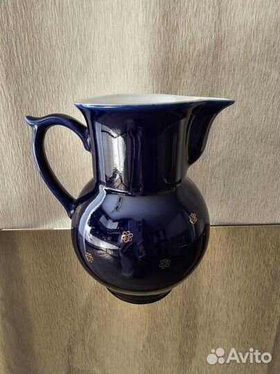 Кувшин фарфоровый кобальт с позолотой