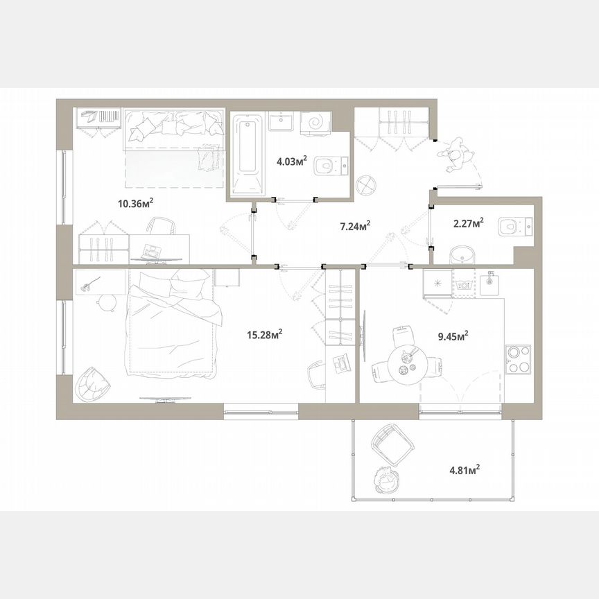 2-к. квартира, 50,1 м², 4/12 эт.