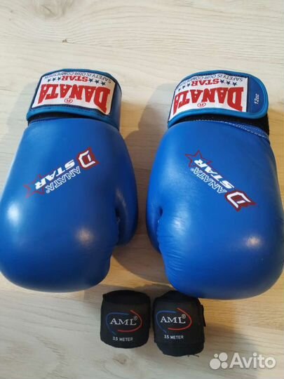 Кожаные боксерские перчатки 12 oz + лента