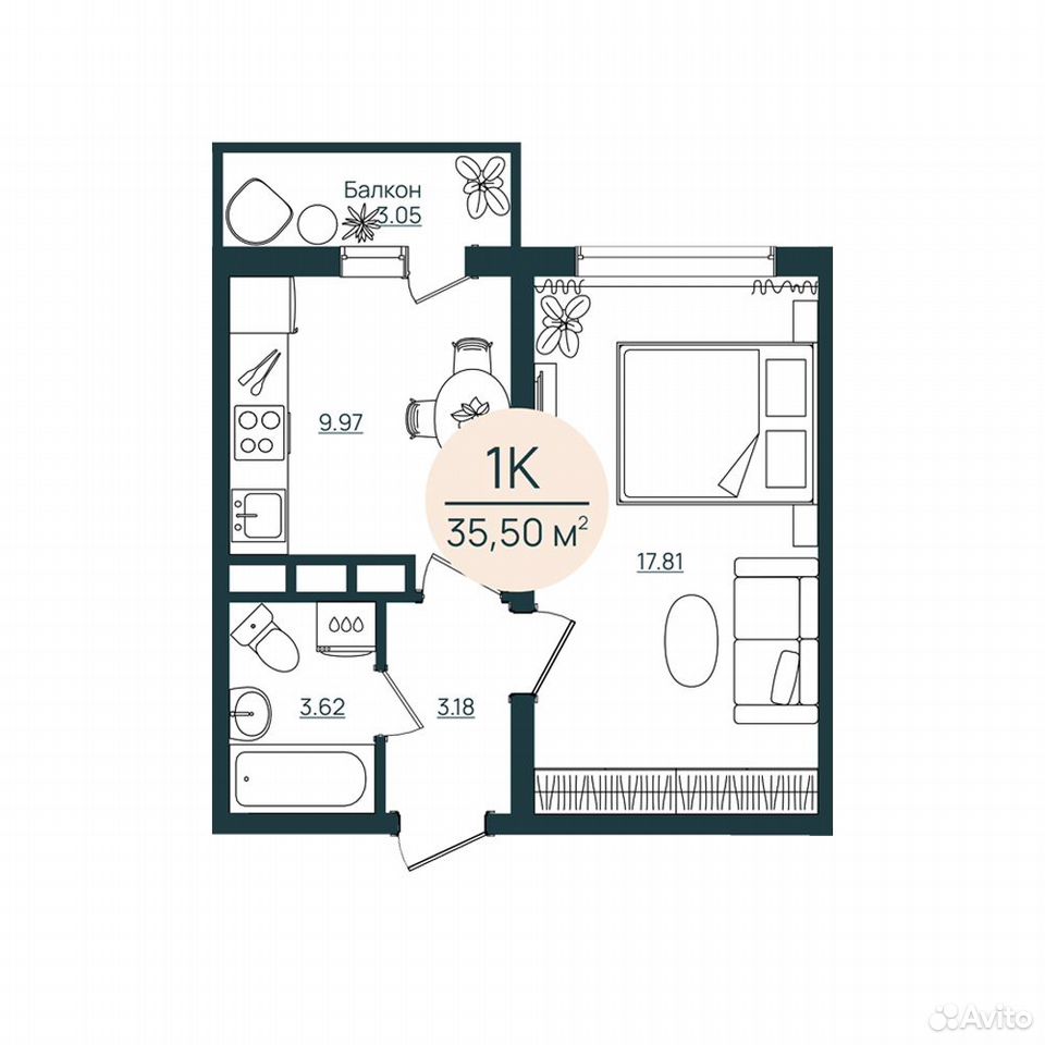 1-к. квартира, 35,5 м², 6/12 эт., Херсон