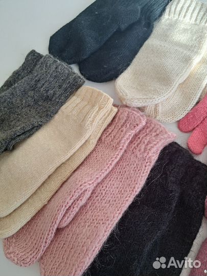Варежки вязаные один лот, цена за всё