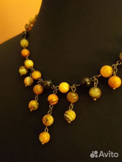 Колье Агат природный