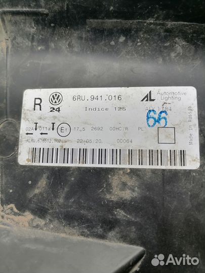 Фара правая на Фольксваген polo