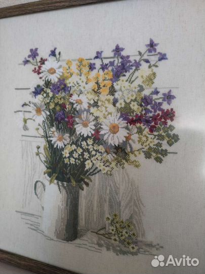 Картина вышивка крестом цветы 50 х 55