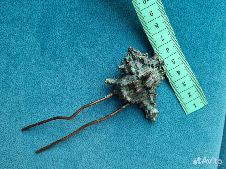 Шпилька заколка Медь Ракушка ручная работа