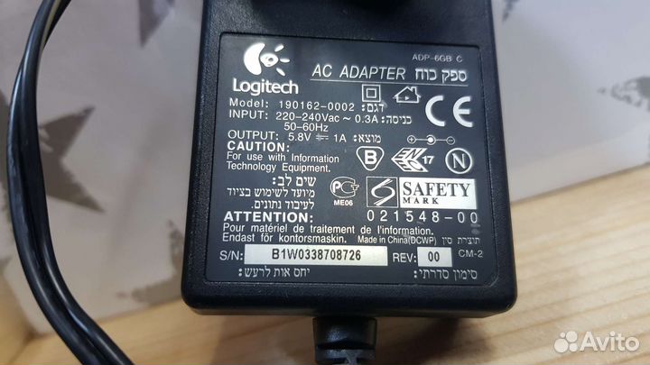 Блок питания Logitech 5,8V 1A