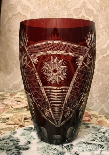 Ваза цветное стекло винтаж Чехословакия