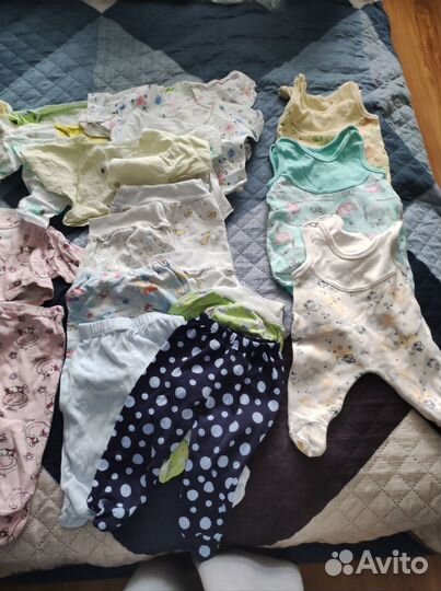 Вещи детские пакетом 0-3 месяца б/у