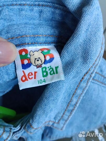 Джинсовая рубашка с коротким рукавом без дефектов