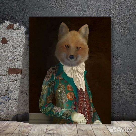 Современная картина маслом Лис в костюме