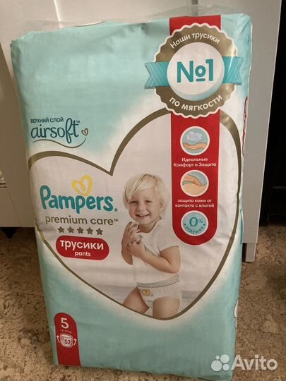 Pampers premium care 5 трусики 52 шт, Польша