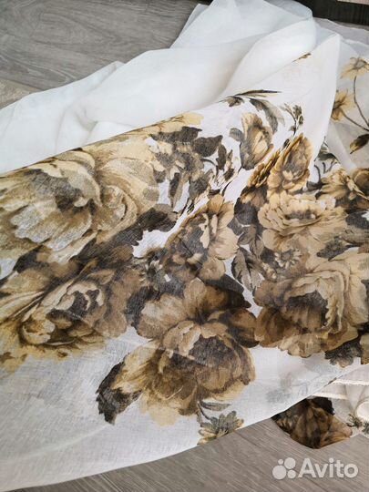 Тюль (отрез) лён-печать