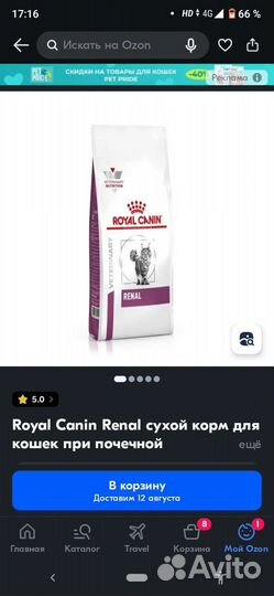 Корм при почечной недостаточности коший