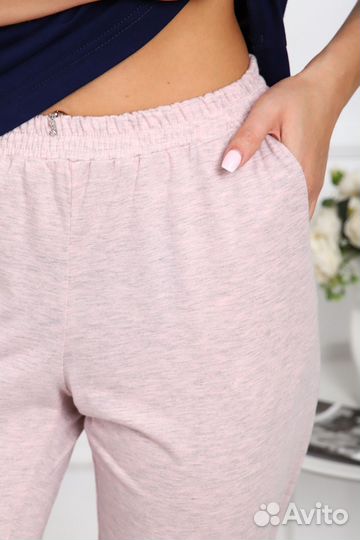 Оптом. Пижама - синий, розовый меланж №Н-1018