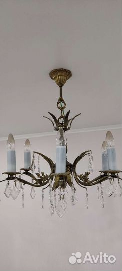 Люстра, бронза+хрусталь