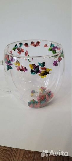 Кружка с двойными стенками и сухоцветами