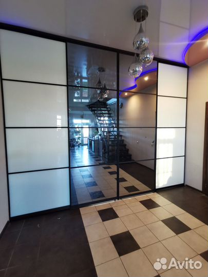 Перегородка белое стекло/зеркало графит