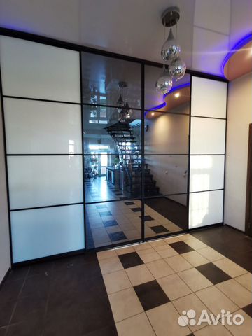 Перегородка белое стекло/зеркало графит