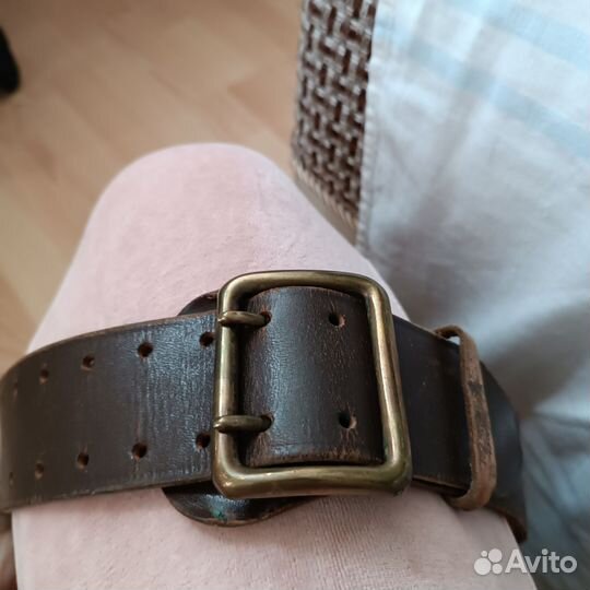 Мужской кожаный ремень винтаж, армейский 1986г